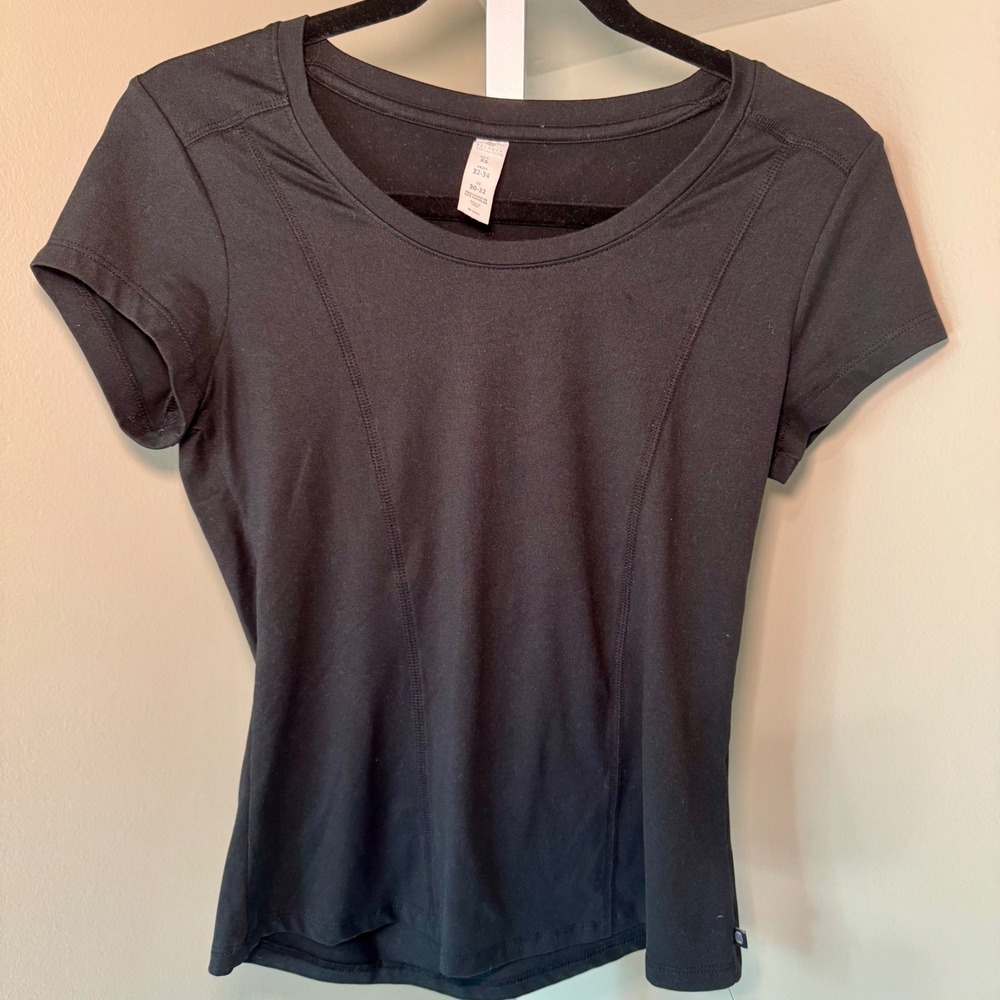 Balance Collection Womens Black Short Sleeve Athletic Top Scoop Neck Size XS